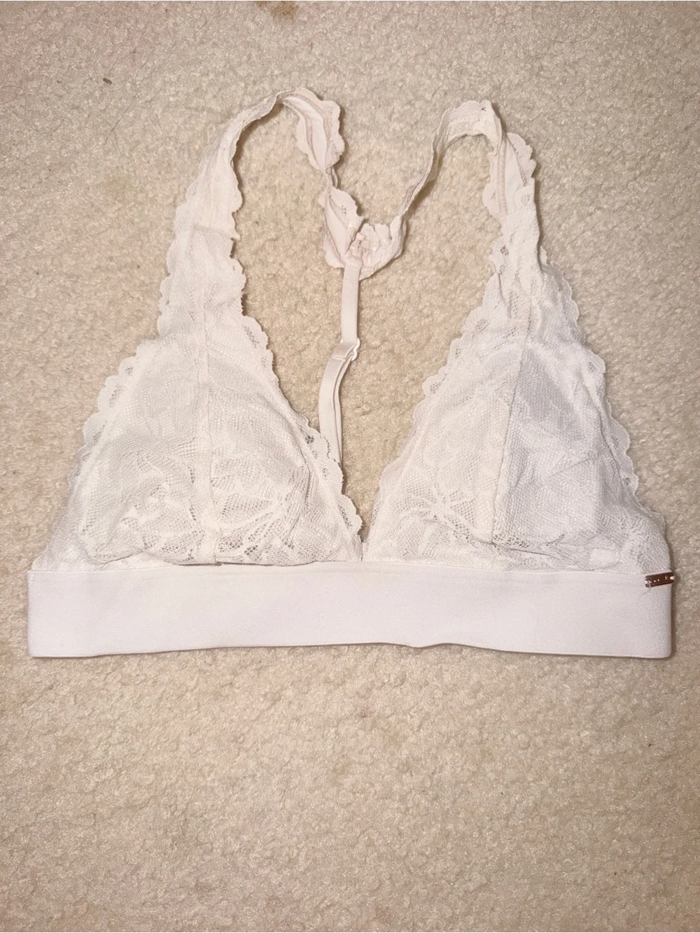 PINK Victoria's Secret White Lace Racerback Bralette